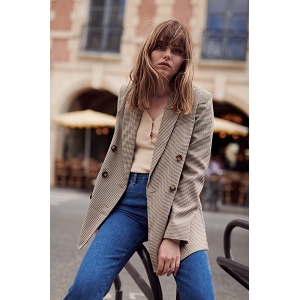 SOCQUETTES NATHY VESTE DOUBLE BOUTON:Naturel