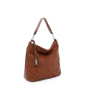 KATYKA ROBE SATIN EN SOIE IMPRIME MARIKE POUCH MEDIUM:Marron
