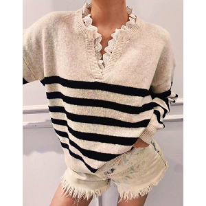 SCARPY CREATION LINE PULL MARINIERE A DENTELLES<br>Beige