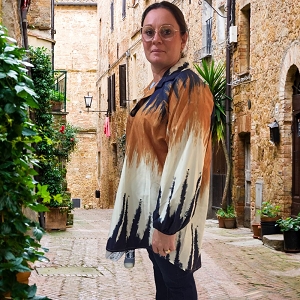 SCARPY CREATION ROSYA BLOUSE AMPLE IMPRIMEE<br>Bleu