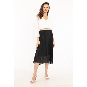 SCARPY CREATION ISSYMA JUPE PLISSEE UNIE<br>Noir