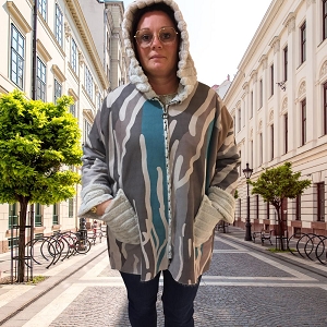 SCARPY CREATION NOLIE MANTEAU EN DAIM FAUSSE FOURRURE<br>Gris