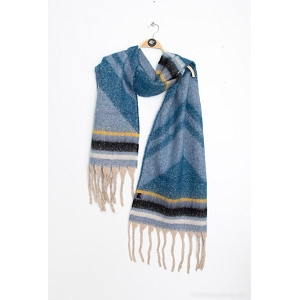 SCARPY CREATION CHARMANT ECHARPE GRANDE FRANGE<br>Bleu