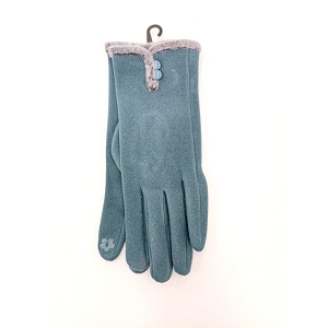 SCARPY CREATION CHARMANT GANTS TACTILES FOURRURE BOUTONS<br>Bleu