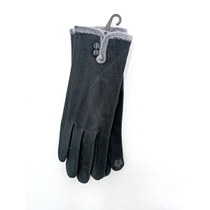 25000-29-BOTTE CHARMANT GANTS TACTILES FOURRURE BOUTONS:Noir