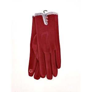 SCARPY CREATION CHARMANT GANTS TACTILES FOURRURE BOUTONS<br>Rouge