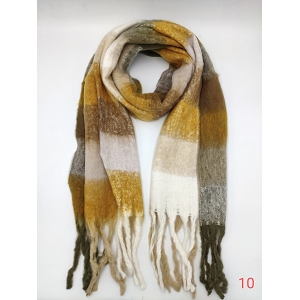 SCARPY CREATION CHARMANT ECHARPE GRANDE FRANGE A CARREAUX<br>Vert