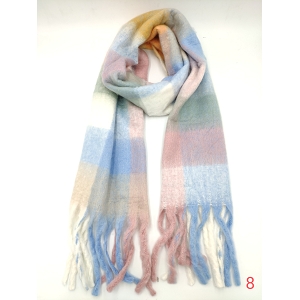 SCARPY CREATION CHARMANT ECHARPE GRANDE FRANGE A CARREAUX<br>Bleu