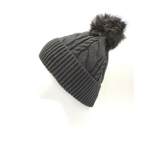 SCARPY CREATION BONNET TORSADE A POMPON<br>Noir