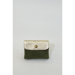 23773-43-LACETS PORTE MONNAIE CUIR BI TON:Vert
