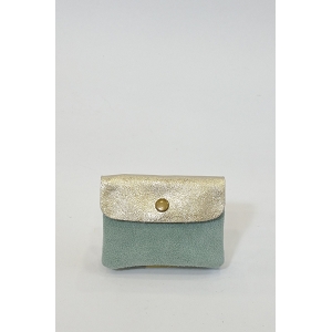 STELLA PORTE MONNAIE CUIR BI TON:Vert