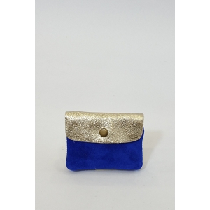 25210-29-BOTTE PORTE MONNAIE CUIR BI TON:Bleu