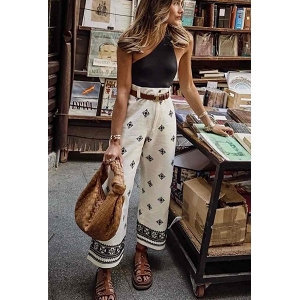 DEBARDEUR COL V PANTALON BRODE LIN:Blanc