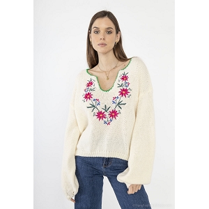 SCARPY CREATION CONSTANTINE PULL BRODERIE<br>Beige