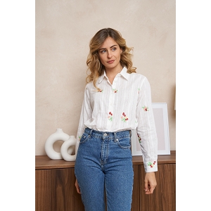  CHEMISE FLEURS PRINTEMPS:Blanc