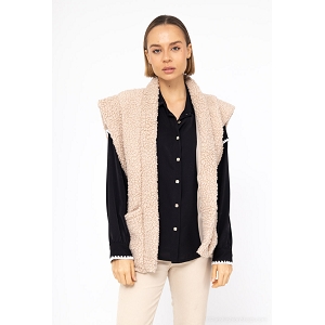 AURENA SAC A MAIN PORTE EPAULE GILET MOUMOUTE BRODE:Beige