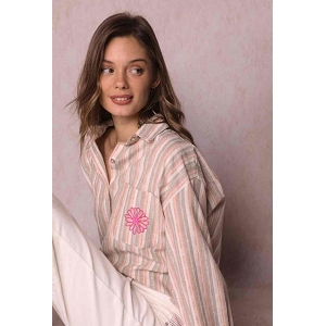 28424-42-SANDALES CHEMISE RAYEE:Rose