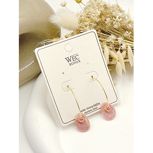 28204-42-SANDALES BOUCLES OREILLES ACIER PIERRE NATURELLE:Rose
