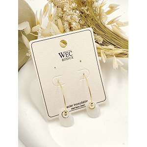 D5827 BOUCLES OREILLES ACIER PIERRE NATURELLE:Blanc