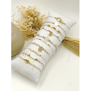 BLOUSE ENCOLURE DENTELLE BRACELET ELASTIQUE ACIER:Blanc