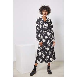 SCARPY CREATION ROBE LONGUE FLORALE PORTEFEUILLE<br>Noir