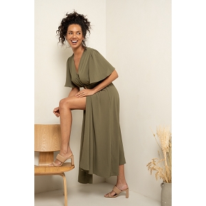 ROBE CHELISE EVASEE ROBE PORTEFEUILLE:Vert