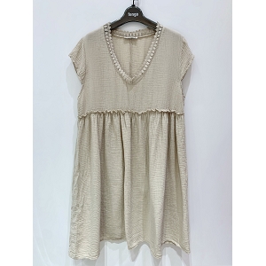 KILIA CHEMISE ROBE EN GAZE DE COTON:Beige
