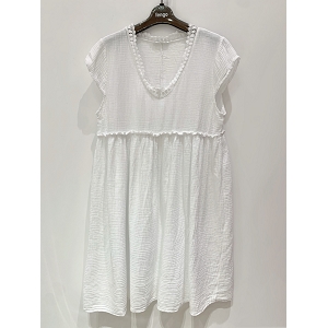70814 ROBE EN GAZE DE COTON:Blanc