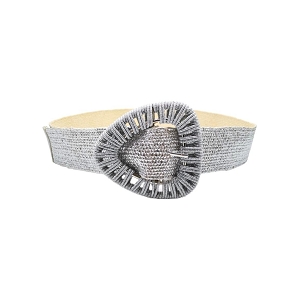 CHEMISE BRILLANT CEINTURE ELASTIQUE EFFET PAILLE:Gris