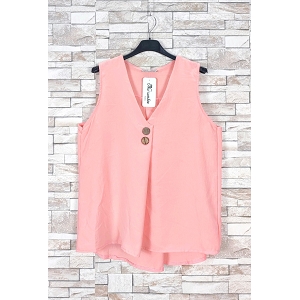HIGH TIDE TOP SATIN IMPRIME TOP SANS MANCHE  COL V:Rose