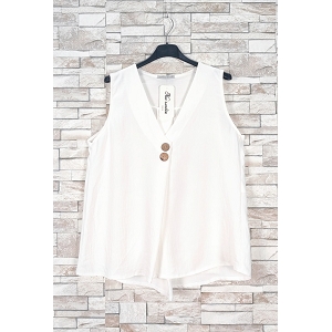 PULL PRINTEMPS COL CHEMINEE TOP SANS MANCHE  COL V:Blanc