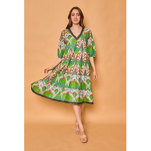 MIMILIO CEINTURE ROBE MILONGUE EN COTON:Vert