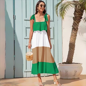 23713-41-LACETS ROBE BRETELLE COLOREE:Vert