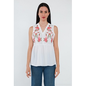SCARPY CREATION BLOUSE AVEC BRODERIE<br>Blanc