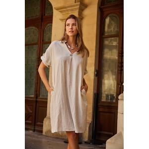 SCARPY CREATION ROBE COURTE EN COTON<br>Beige