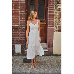 R6853 ROBE ETE DENTELLE:Blanc