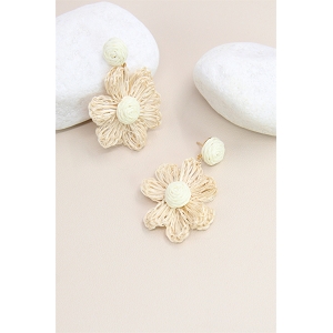 SCARPY CREATION BOUCLE ORIELLE FLEURS RAFIA<br>Beige