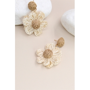SCARPY CREATION BOUCLE ORIELLE FLEURS RAFIA<br>Gris