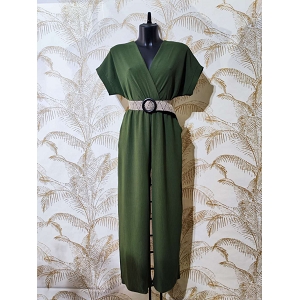 D1J53 COMBISAISON AVEC POCHETS CEINTURE:Vert