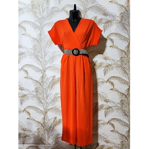 28302-20-SANDALES COMBISAISON AVEC POCHETS CEINTURE:Orange