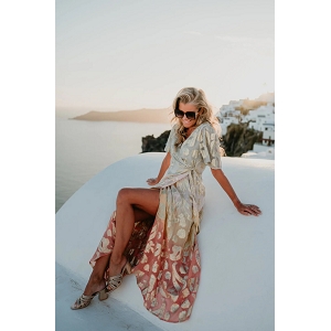 ROBE BRODERIE ANGLAISE CEINTURE ROBE TIE DYE:Beige