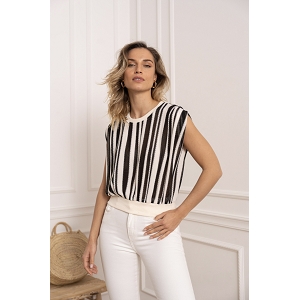 TOP EN CROCHET T SHIRT EN MAILLE:Beige