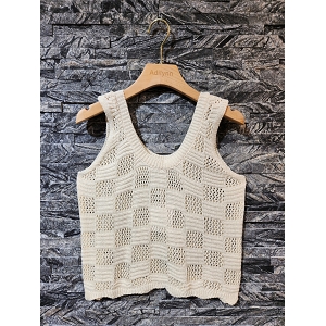 SCARPY CREATION TOP SANS MANCHE MAILLE TRICOT<br>Beige