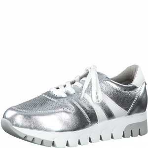 CARLA  PANT VELOURS 23749-24-LACETS:Argent