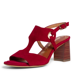 ROBE AVEC COL ET CEINTURE 28357-24-SANDALES:Rouge