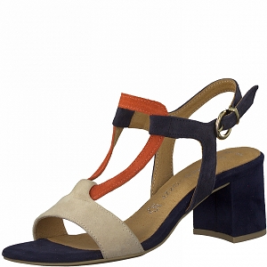 TOP COTON FLEUR EN RELIEF 28352-26-SANDALES:Bleu