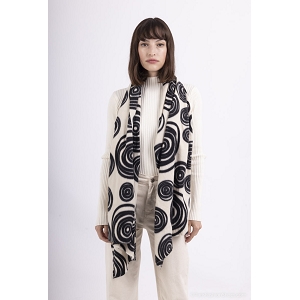ROBE COURTE MANCHE LONGUE FOULARD IMPRIMÉ GEOMETRIQUE:Noir