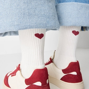 TAMARIS CHAUSSETTES WOMEN CREW SOCKS HEAR<br>Blanc