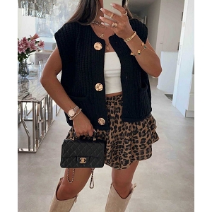 SCARPY CREATION GILLET GROSSE MAILLE<br>Noir