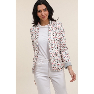 SCARPY CREATION VESTE BLAZER FLEURIE MANCHE REVERS<br>Blanc